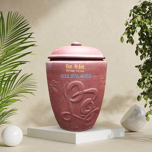Chum Đựng Gạo Lộc Đắp Nổi Nắp Cao