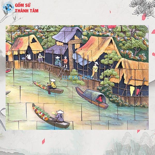 Tranh Gốm Vẽ Trơn Ốp Tường | Đồng Quê