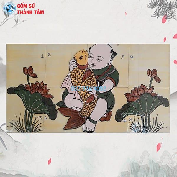 Tranh Gốm Vẽ Trơn Ốp Tường | Tranh Dân Gian