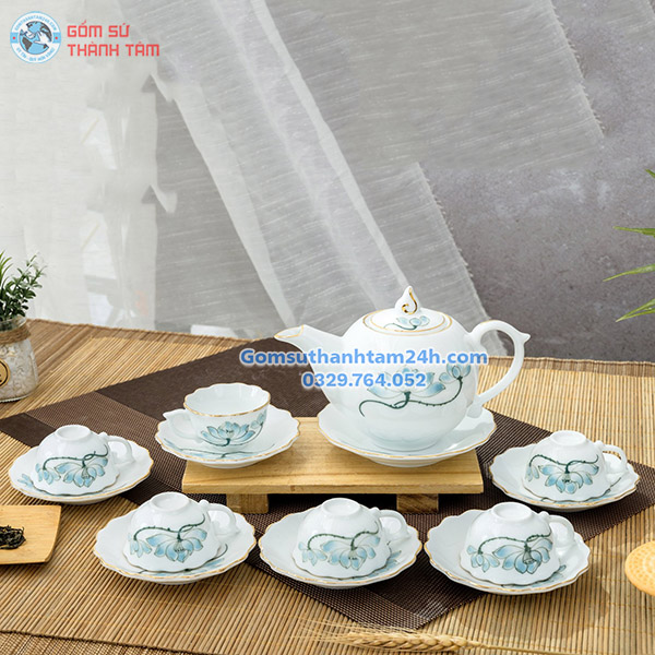 ẤM CHÉN CHÓP LỬA MEN TRẮNG IN LOGO ĐẸP MẮT