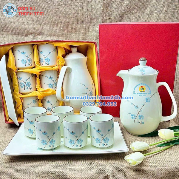 ẤM CHÉN TRẮNG IN LOGO DÙNG LÀM QUÀ BIẾU CAO CẤP