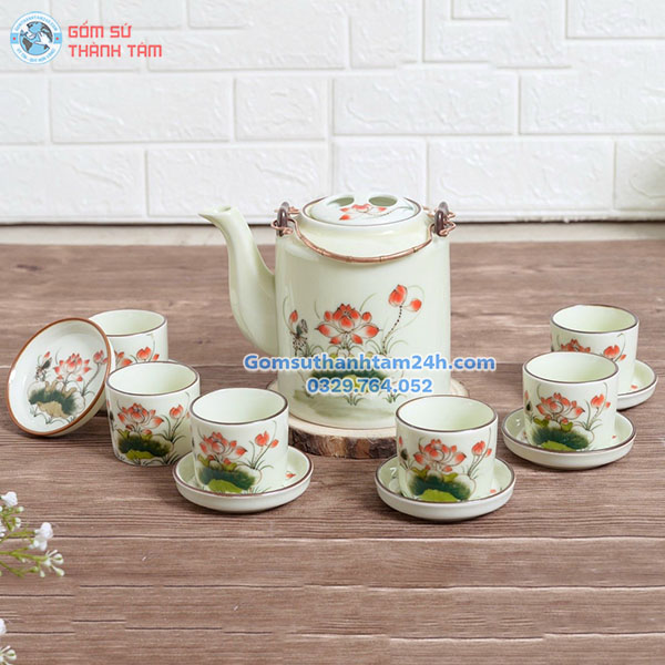 BỘ ẤM TÍCH MEN TRẮNG IN LOGO ĐẸP, BỀN MÀU