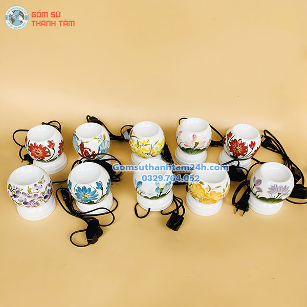 ĐÈN ĐỐT TINH DẦU BẰNG ĐIỆN DÁNG TRÒN VẼ CẢNH ĐẸP MẮT