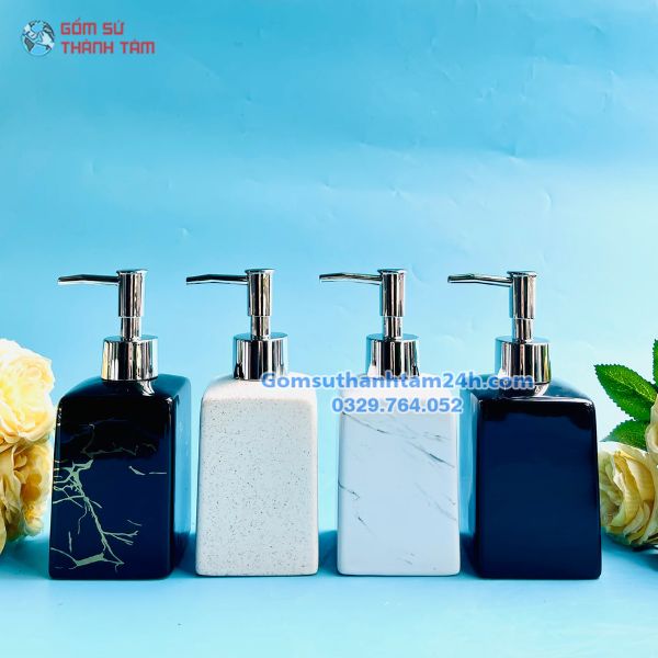 BÌNH GỐM ĐỰNG DẦU GỘI SỮA TẮM HÌNH VUÔNG