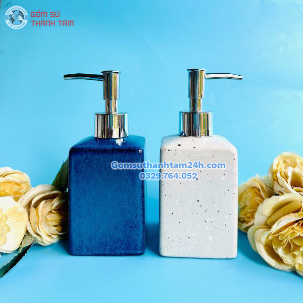 BÌNH GỐM ĐỰNG DẦU GỘI SỮA TẮM HÌNH VUÔNG