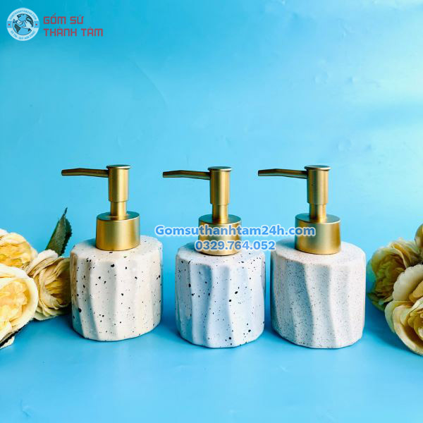 Bình đựng xà phòng gốm sứ họa tiết xà cừ