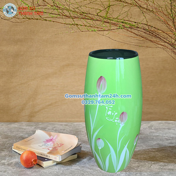 BÌNH HOA GỐM BÁT TRÀNG DÁNG BOM GIÁ RẺ