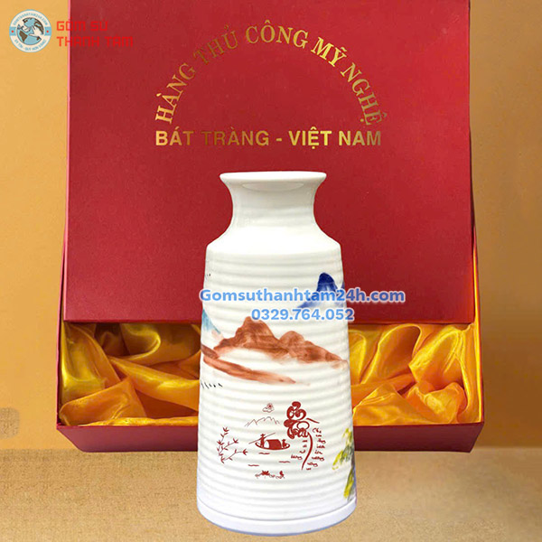 BÌNH HOA GỐM GIÁ RẺ BÁT TRÁNG KIỂU DÁNG VUỐT TAY