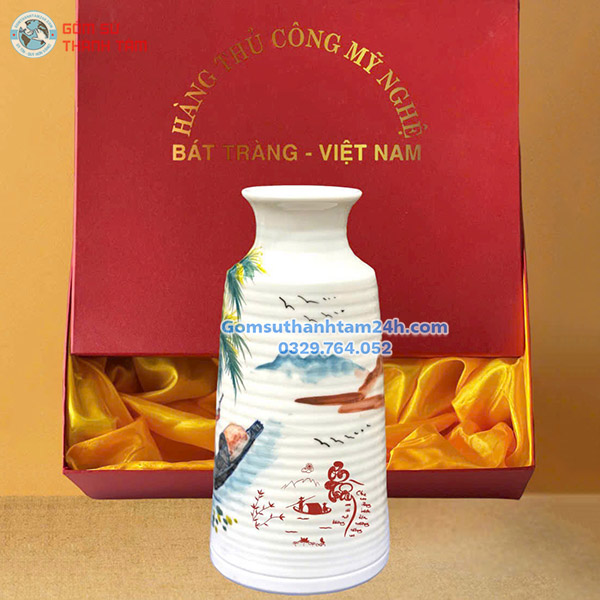 BÌNH HOA GỐM GIÁ RẺ BÁT TRÁNG KIỂU DÁNG VUỐT TAY