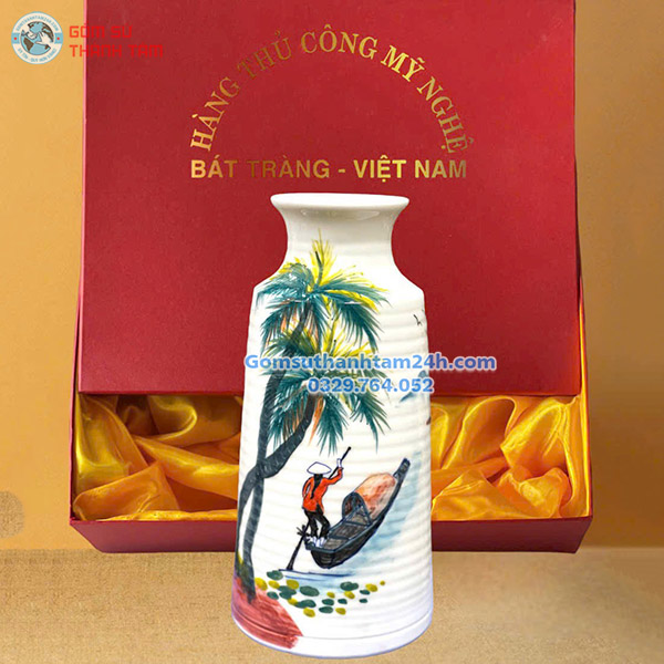 BÌNH HOA GỐM GIÁ RẺ BÁT TRÁNG KIỂU DÁNG VUỐT TAY