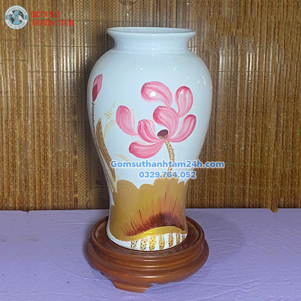 BÌNH HOA GỐM SƠN MÀI DÁNG BẢO BÌNH