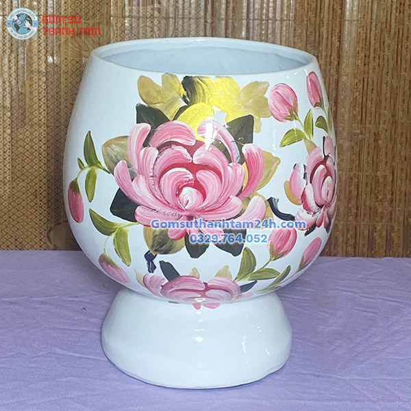 BÌNH HOA GỐM SƠN MÀI DÁNG BẦU ĐỘC LẠ