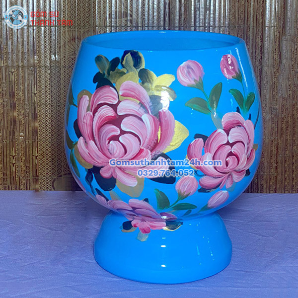 BÌNH HOA GỐM SƠN MÀI DÁNG BẦU ĐỘC LẠ