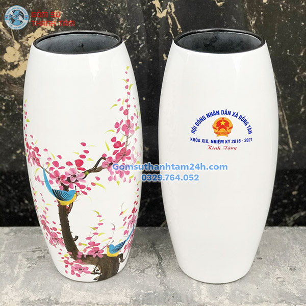 BÌNH HOA GỐM SƠN MÀI KIỂU DÁNG BOM