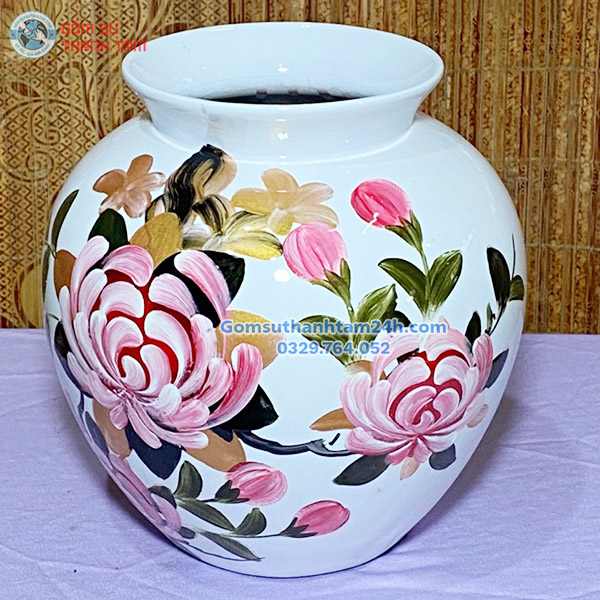 BÌNH HOA GỐM SƠN MÀI KIỂU DÁNG CHUM RƯỢU