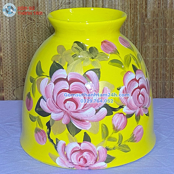 BÌNH HOA GỐM SƠN MÀI DÁNG CHUÔNG