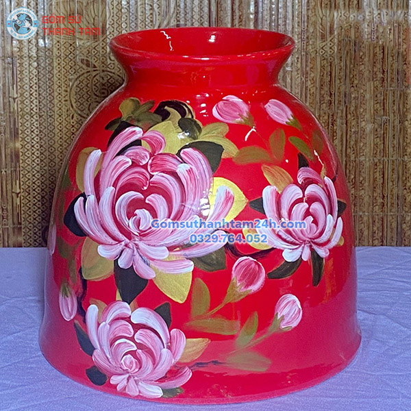 BÌNH HOA GỐM SƠN MÀI DÁNG CHUÔNG
