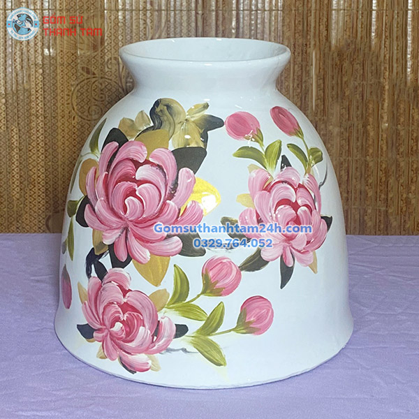 BÌNH HOA GỐM SƠN MÀI DÁNG CHUÔNG