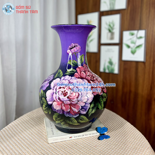 BÌNH HOA GỐM SƠN MÀI KIỂU DÁNG TỎI