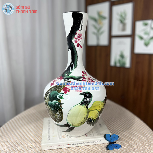 BÌNH HOA GỐM SƠN MÀI KIỂU DÁNG TỎI