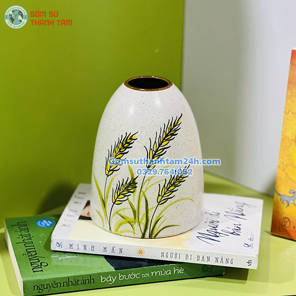 BÌNH HOA VẼ TAY CAO CẤP DÁNG CHUÔNG NHỎ