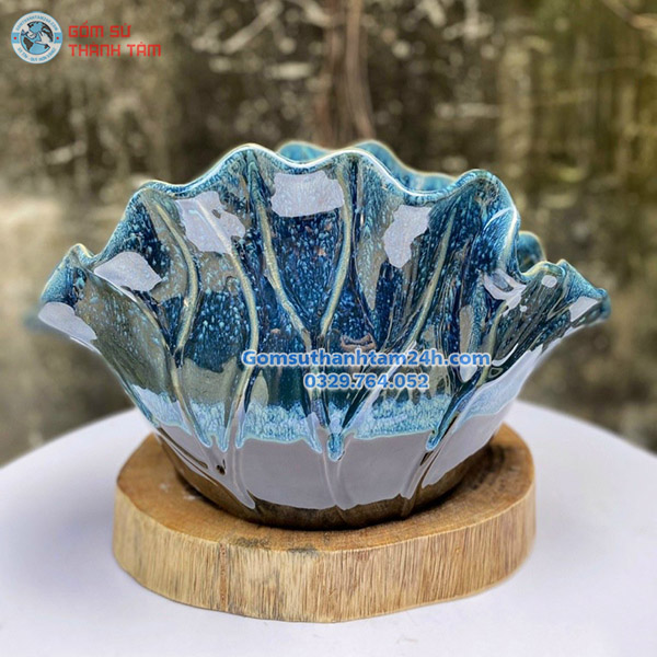 BÌNH HOA MEN HOẢ BIẾN KIỂU DÁNG LÁ SEN ĐẸP MẮT