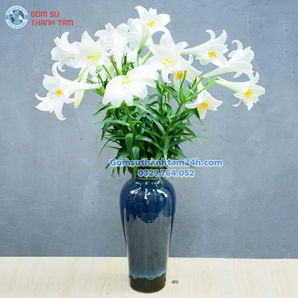 BÌNH HOA MEN XANH HOẢ BIẾN DÁNG ĐÙI DẾ