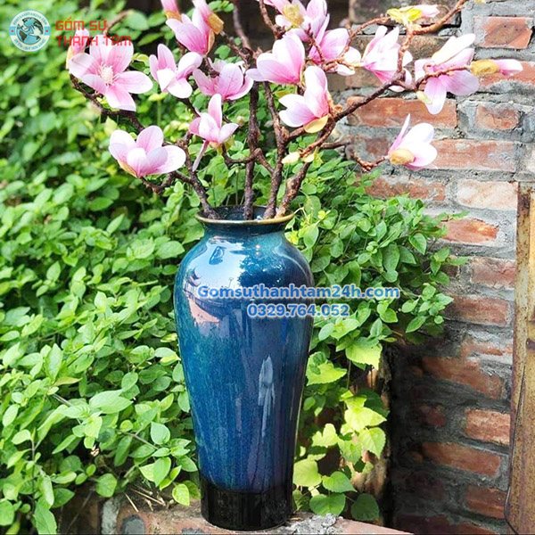 BÌNH HOA MEN XANH HOẢ BIẾN DÁNG ĐÙI DẾ