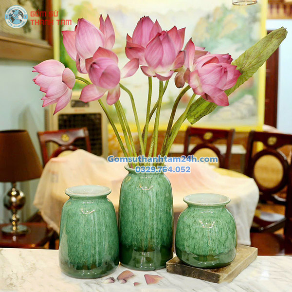 BÌNH HOA MEN XANH NGỌC HOẢ BIẾN TRƠN ĐA DẠNG KIỂU DÁNG