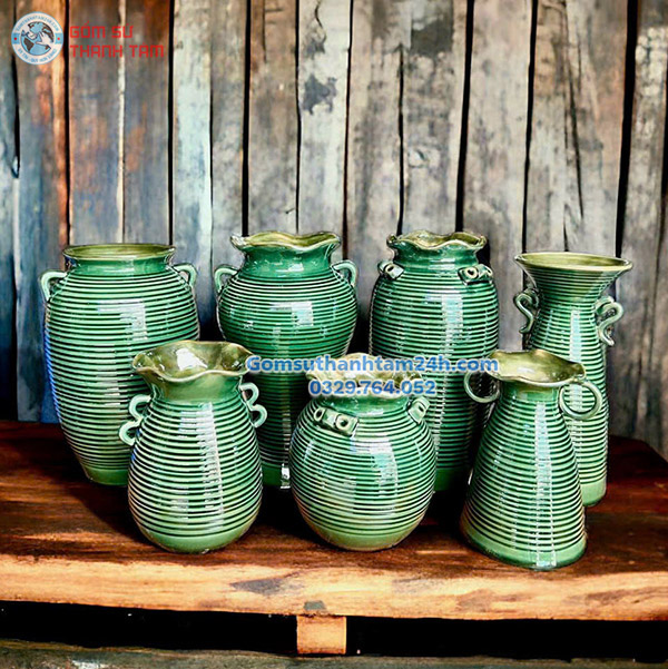 BÌNH HOA MEN XANH NGỌC VUỐT TAY NHIỀU KIỂU DÁNG