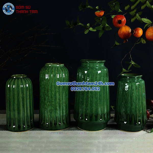 BÌNH HOA MEN XANH NGỌC HOẢ BIẾN TRƠN ĐA DẠNG KIỂU DÁNG