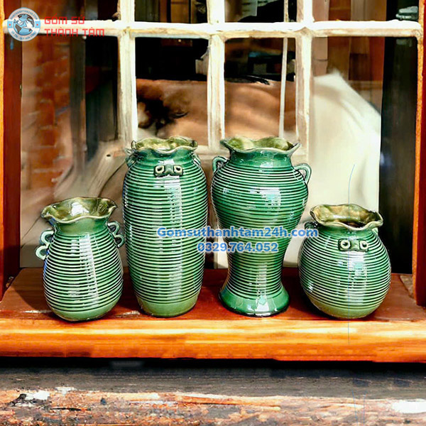 BÌNH HOA MEN XANH NGỌC VUỐT TAY NHIỀU KIỂU DÁNG