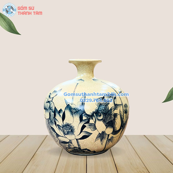 BÌNH HOA MEN RẠN GIẢ CỔ KIỂU DÁNG BÌNH HÚT LỘC BẮT MẮT