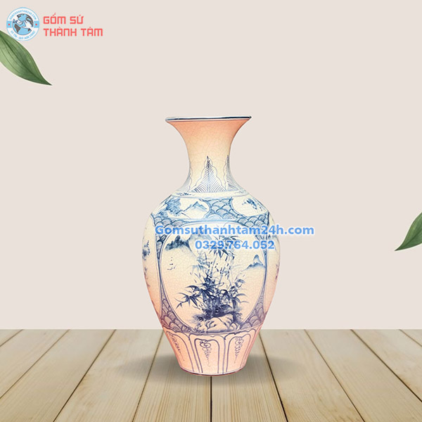 BÌNH HOA MEN RẠN GIẢ CỔ KIỂU DÁNG BẢO BÌNH