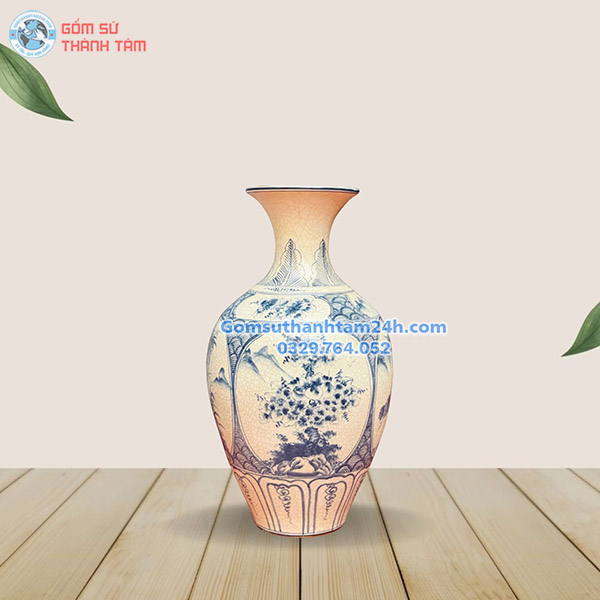 BÌNH HOA MEN RẠN GIẢ CỔ KIỂU DÁNG BẢO BÌNH