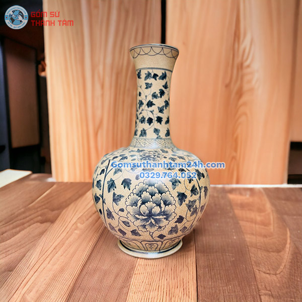 BÌNH HOA MEN RẠN GIẢ CỔ DÁNG CỔ NGỖNG CAO ĐẸP MẮT