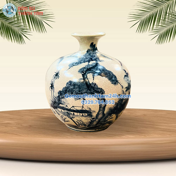 BÌNH HOA MEN RẠN GIẢ CỔ KIỂU DÁNG BÌNH HÚT LỘC BẮT MẮT