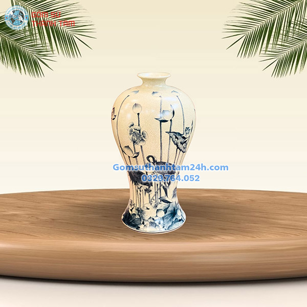 BÌNH HOA MEN RẠN GIẢ CỔ KIỂU DÁNG MAI BÌNH