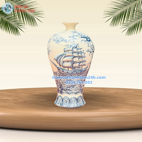 BÌNH HOA MEN RẠN GIẢ CỔ KIỂU DÁNG MAI BÌNH