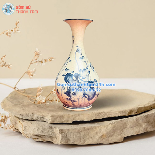 BÌNH HOA MEN RẠN GIẢ CỔ KIỂU DÁNG TÌ BÀ NHỎ