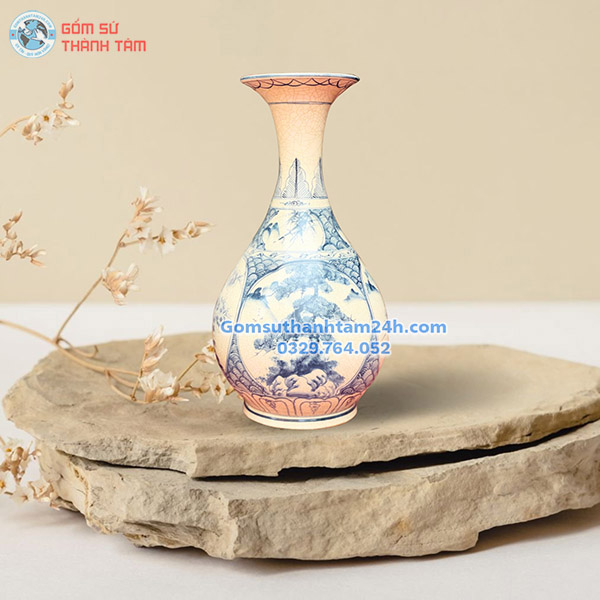 BÌNH HOA MEN RẠN GIẢ CỔ KIỂU DÁNG TÌ BÀ NHỎ