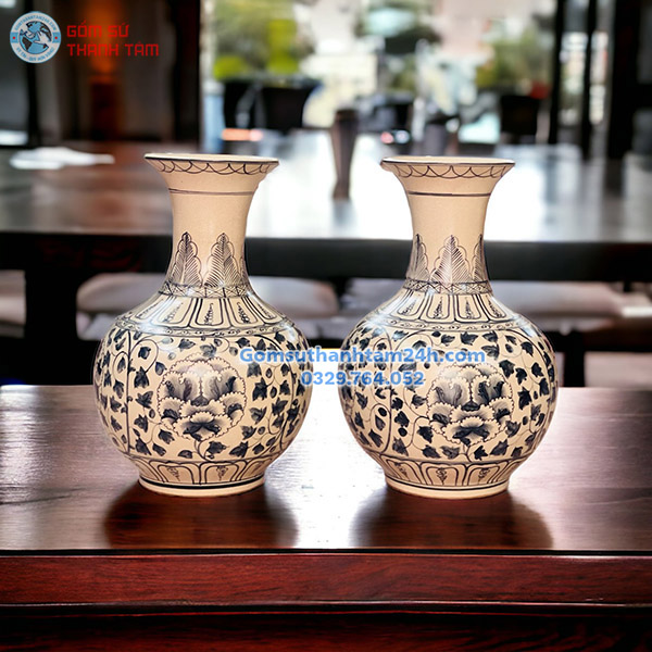 BÌNH HOA MEN RẠN GIẢ CỔ DÁNG TỎI SANG TRỌNG