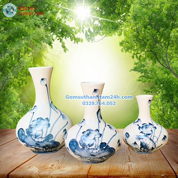 BÌNH HOA MEN RẠN GIẢ CỔ DÁNG CỔ NGỖNG DẸT