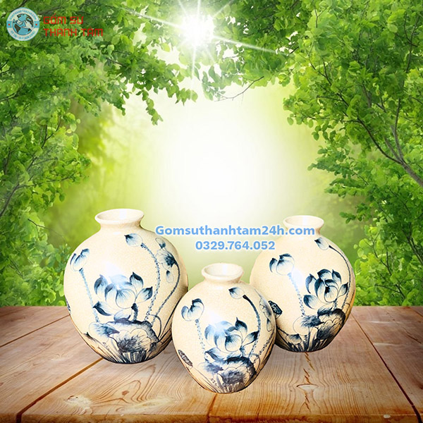 BÌNH HOA MEN RẠN GIẢ CỔ DÁNG BÌNH HÚT LỘC