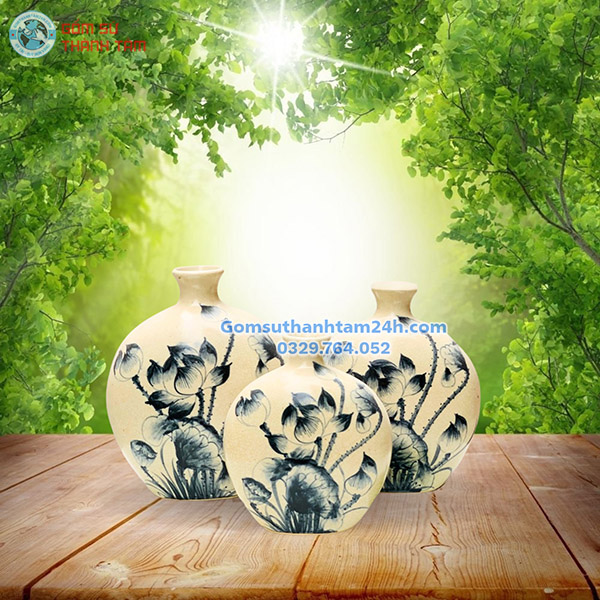 BÌNH HOA MEN RẠN GIẢ CỔ DÁNG BÌNH HÚT LỘC