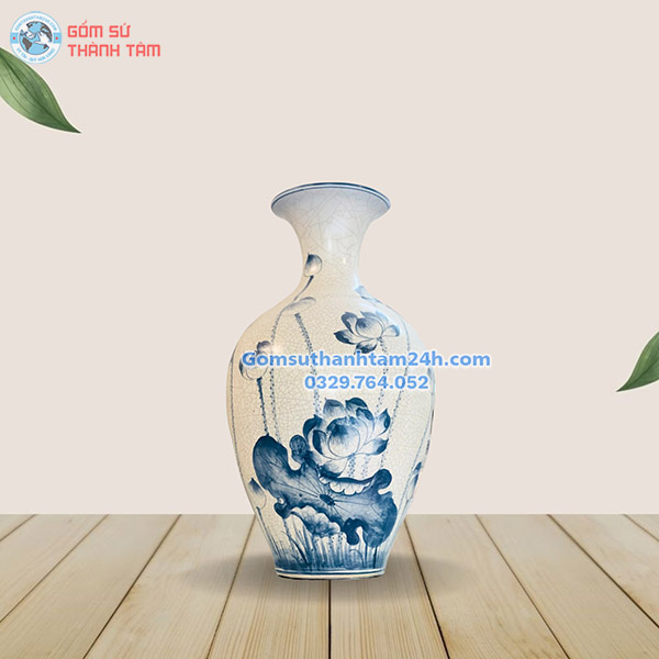 BÌNH HOA MEN RẠN GIẢ CỔ KIỂU DÁNG BẢO BÌNH