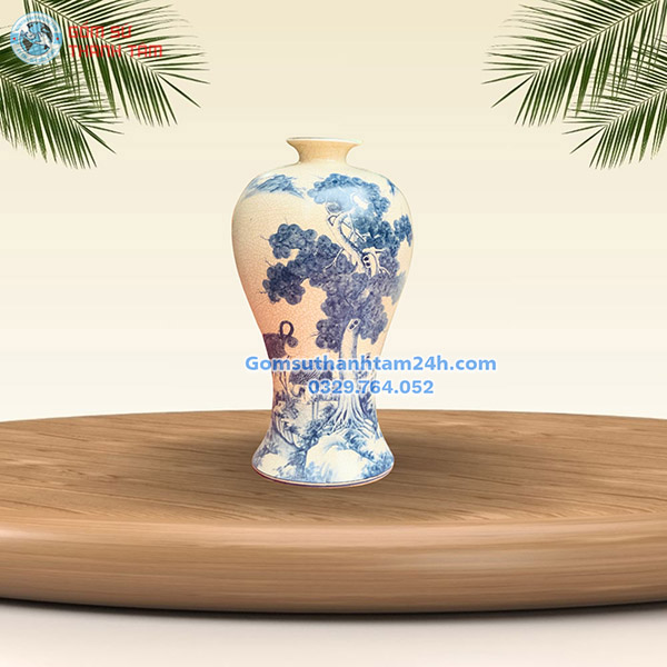 BÌNH HOA MEN RẠN GIẢ CỔ KIỂU DÁNG MAI BÌNH