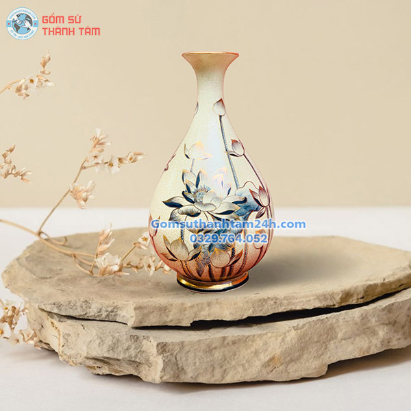 BÌNH HOA MEN RẠN GIẢ CỔ KIỂU DÁNG TÌ BÀ NHỎ