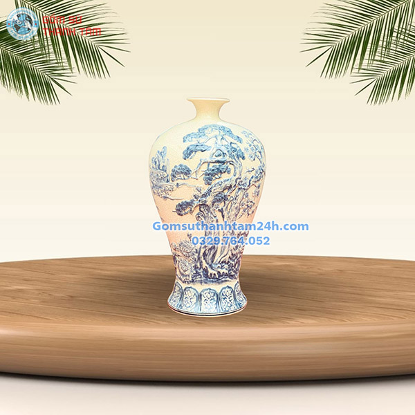 BÌNH HOA MEN RẠN GIẢ CỔ KIỂU DÁNG MAI BÌNH