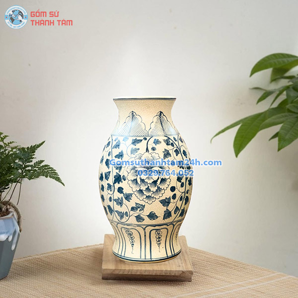 BÌNH HOA MEN RẠN GIẢ CỔ HOẠ TIẾT HOA MẪU ĐƠN